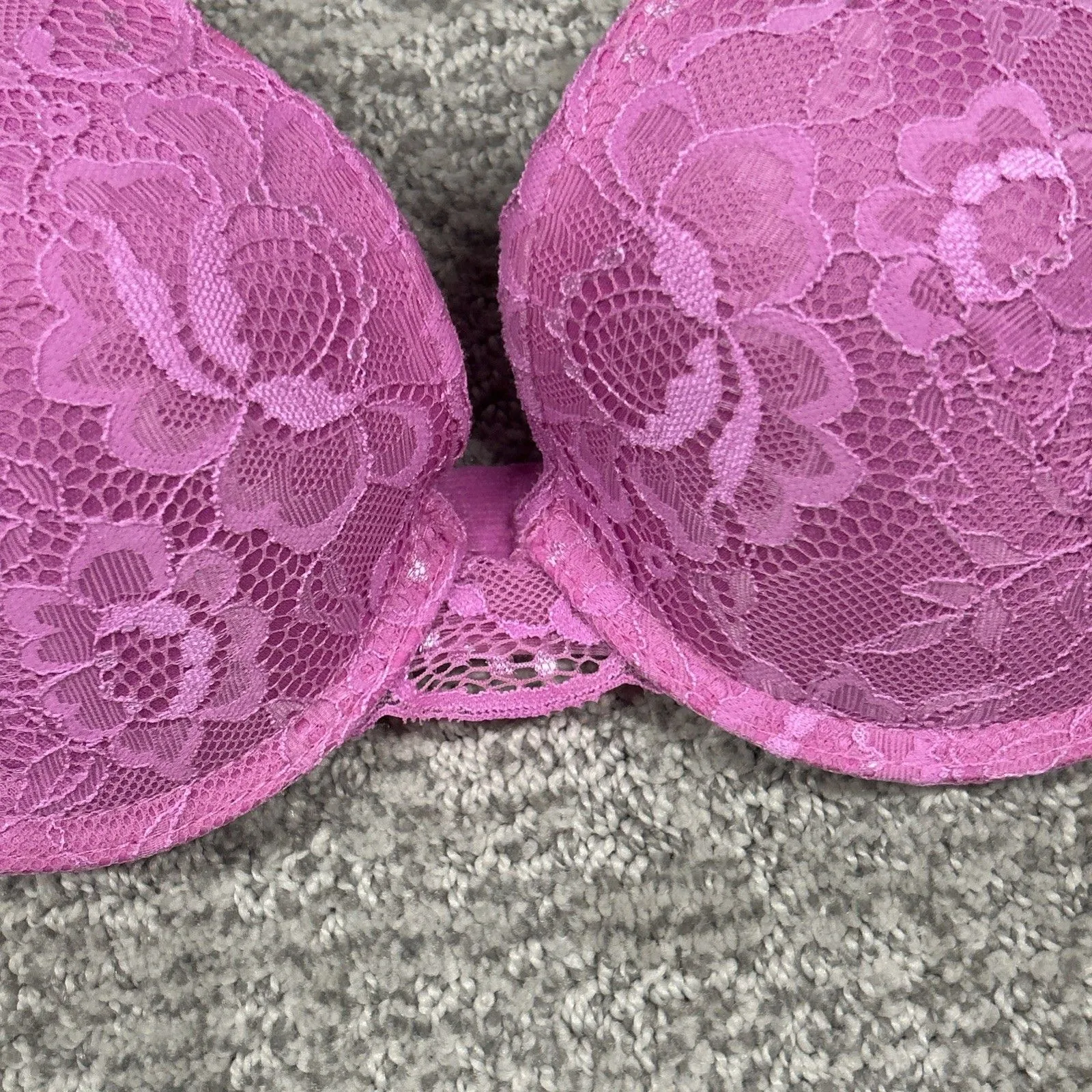 Juicy Couture Push Up Bra Womens 36B Pink Lacy Sexy Padded Adjustable - Image 3