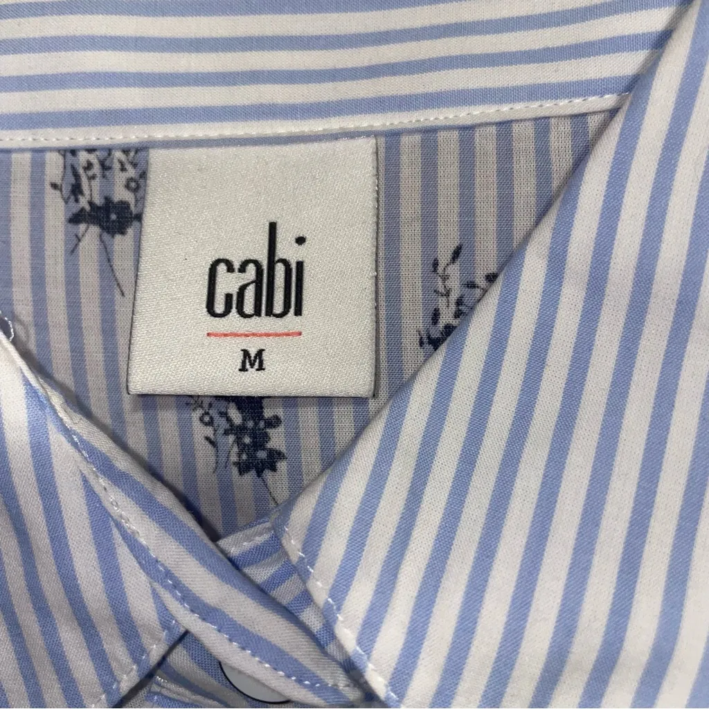 CAbi Whitney Shirt Women Size M Button Up Ruffle Sleeve Preppy Office Career - Image 4