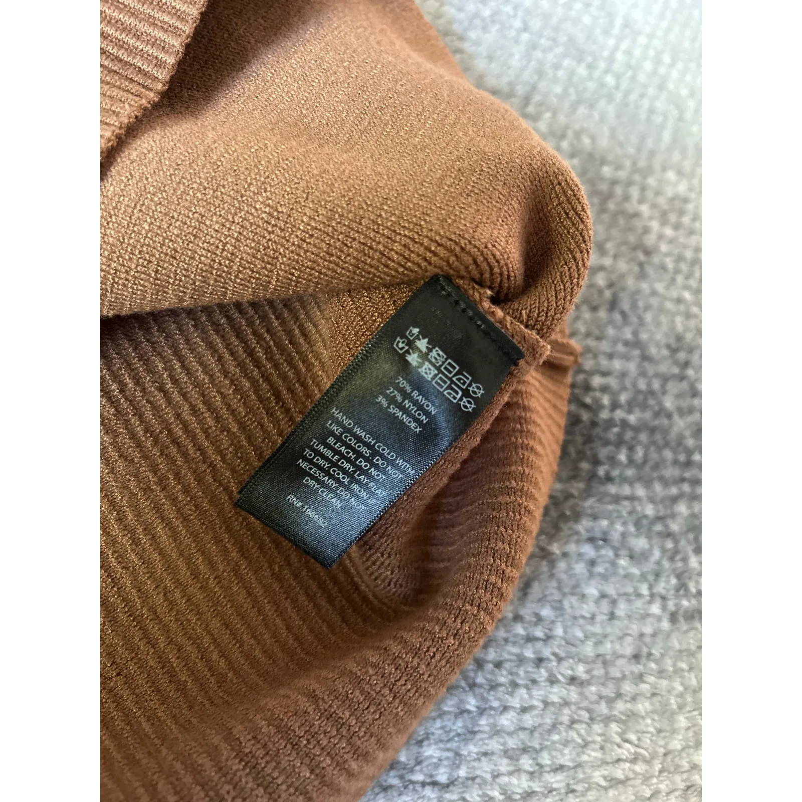 House of Harlow 1960 Sleeveless Brown Plunge V Neck Rib Knit Bodycon Dress XS - Image 6