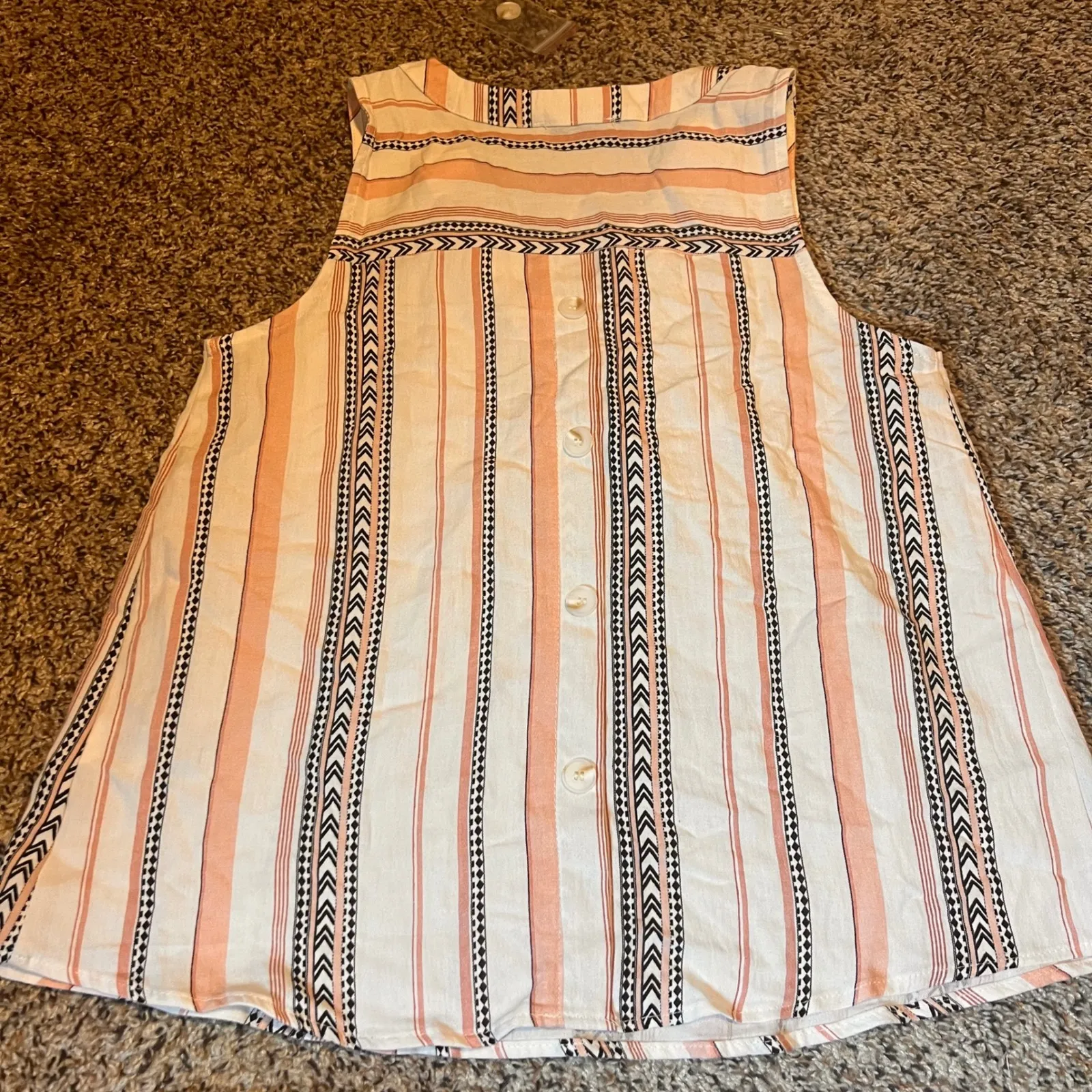 MINE Striped Tank Top‎ Sleeveless Casual Blouse V - Image 5