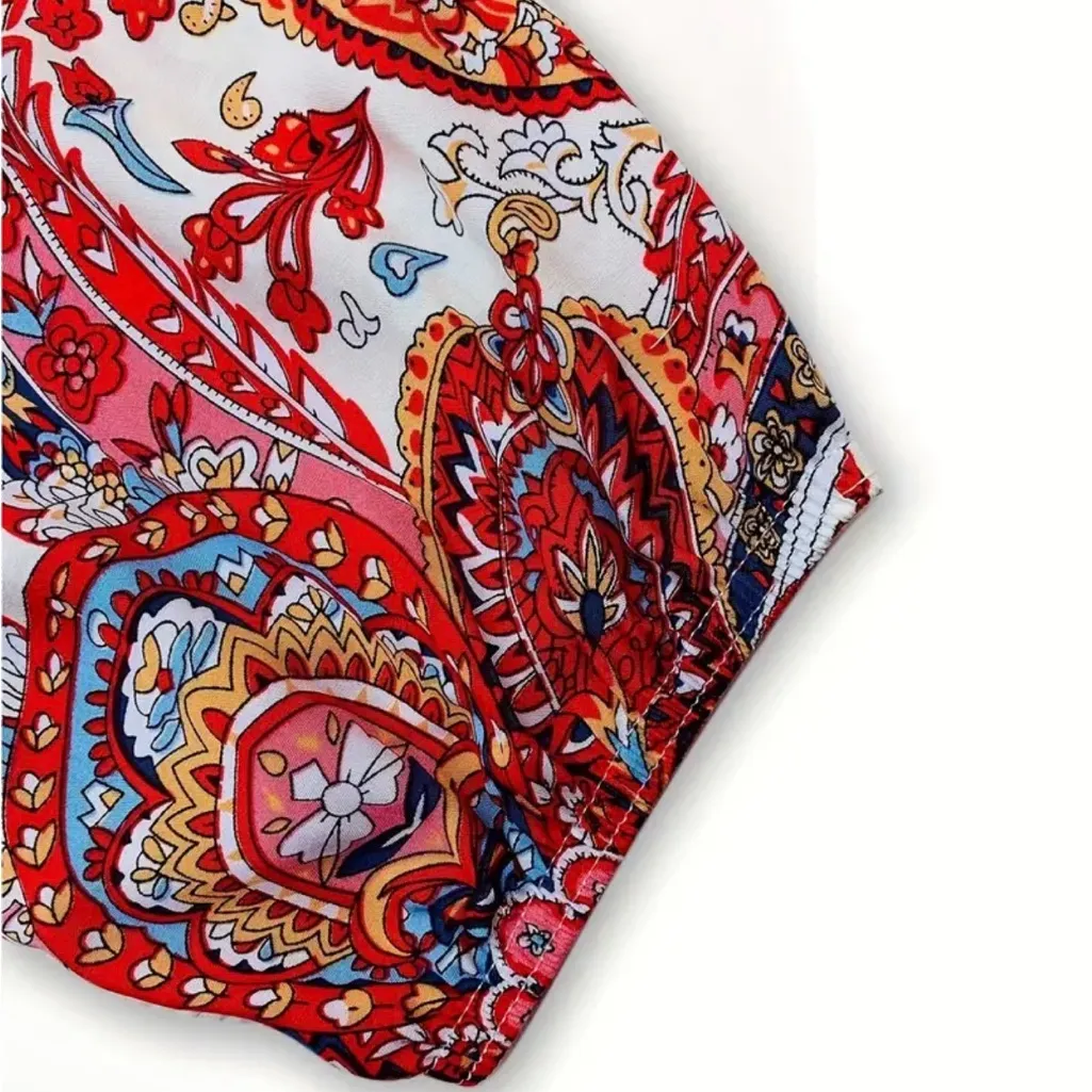 Boho Hippie Paisley Harem Pants Size Large Elasti Waist Festival NW Red - Image 7