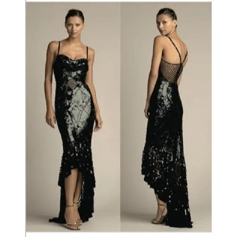 NWT Mandalay Black Sequin High Low Maxi Gown Cocktail Evening Formal Dress Sz 8 - Image 2