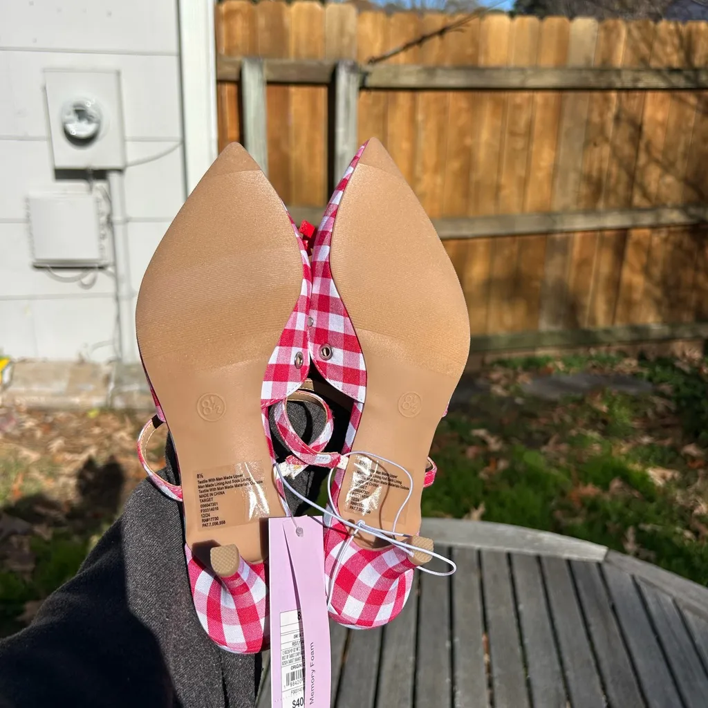 Nwt Wild Fable - Women's Lysandra Gingham Eyelet Kitten Heels - size 8.5 picnic - Image 7