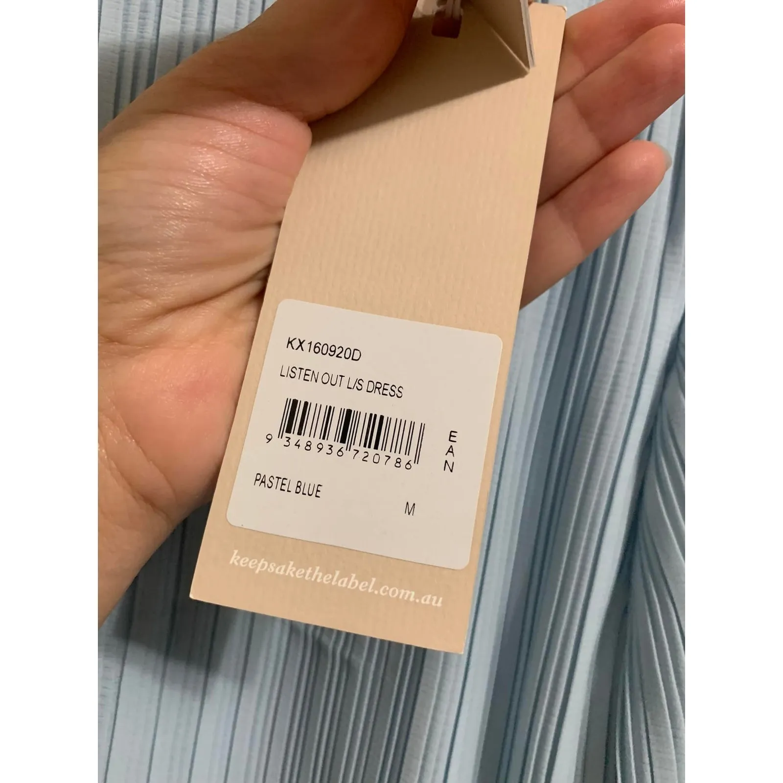 Keepsake Women's Listen Out long sleeve pastel blue Mini Dress‎ Pleated M NEW - Image 5