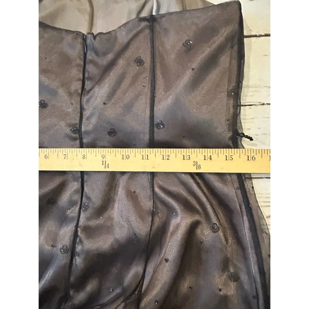 Adriana Papell Black Formal Dress Lace Glitter Size 12 Swiss Dots Strapless - Image 10