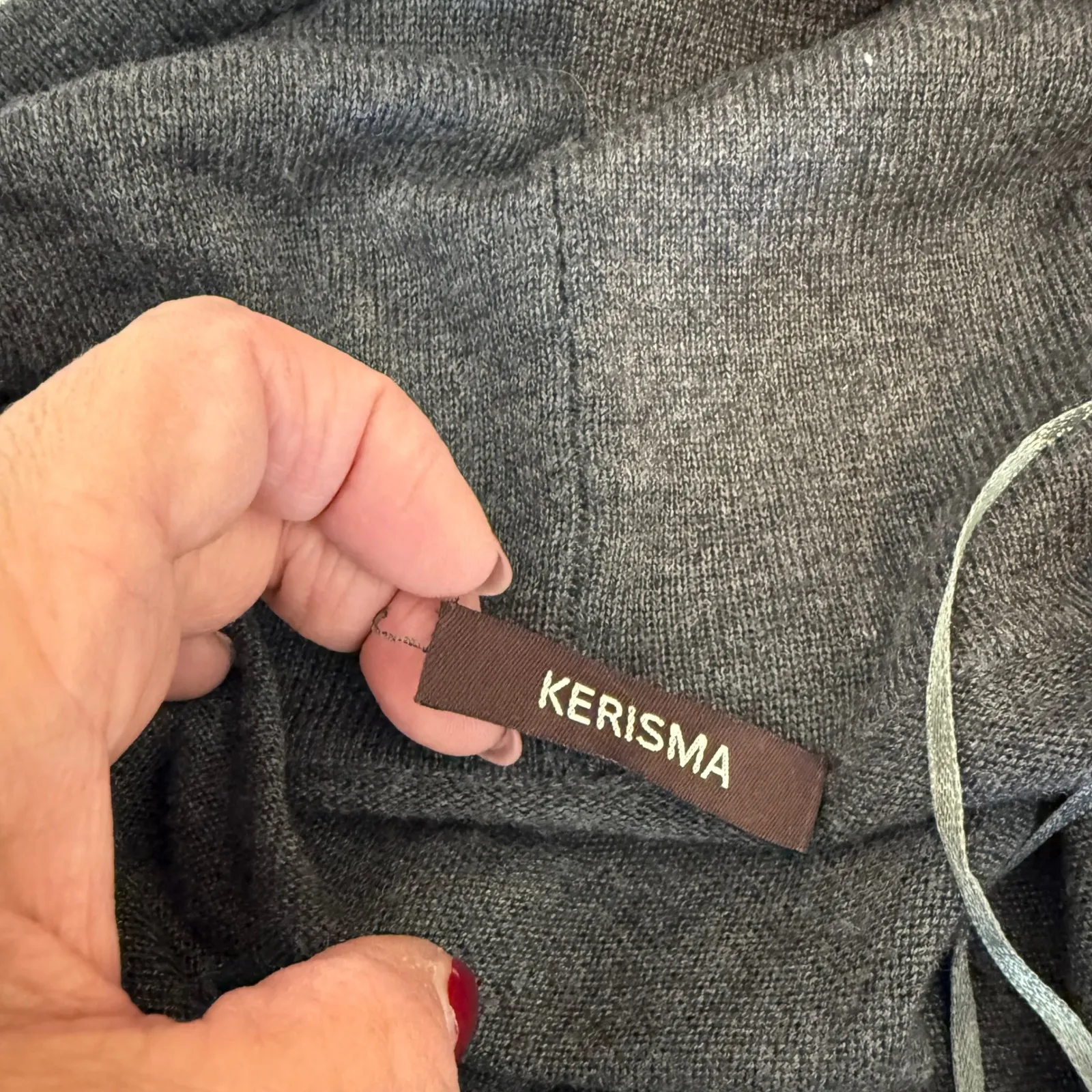 Kerisma‎ Gray Cashmere Blend Cowl Neck Long Sleeve Knit Dress M Luxury Empire - Image 4