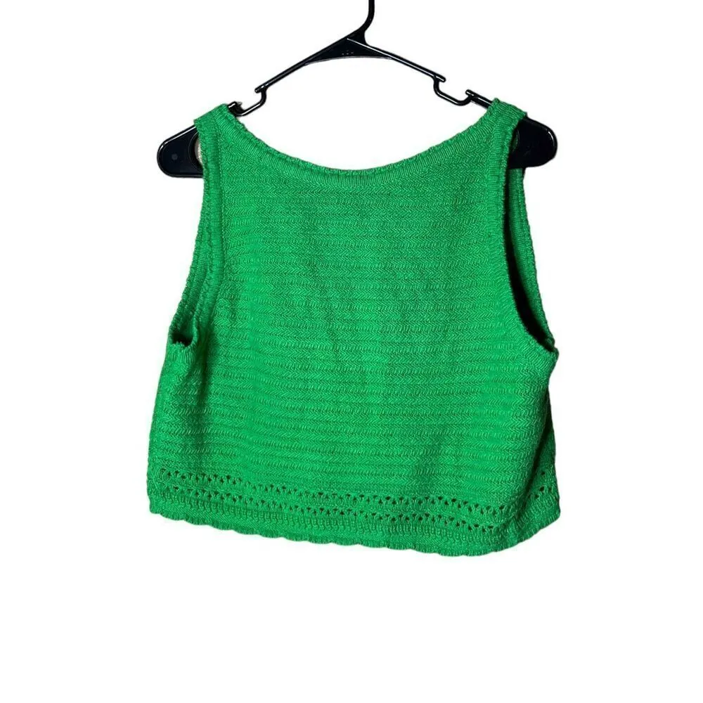 Women’s Green Crochet Sleeveless Crop Top‎ Size undefined - Image 4