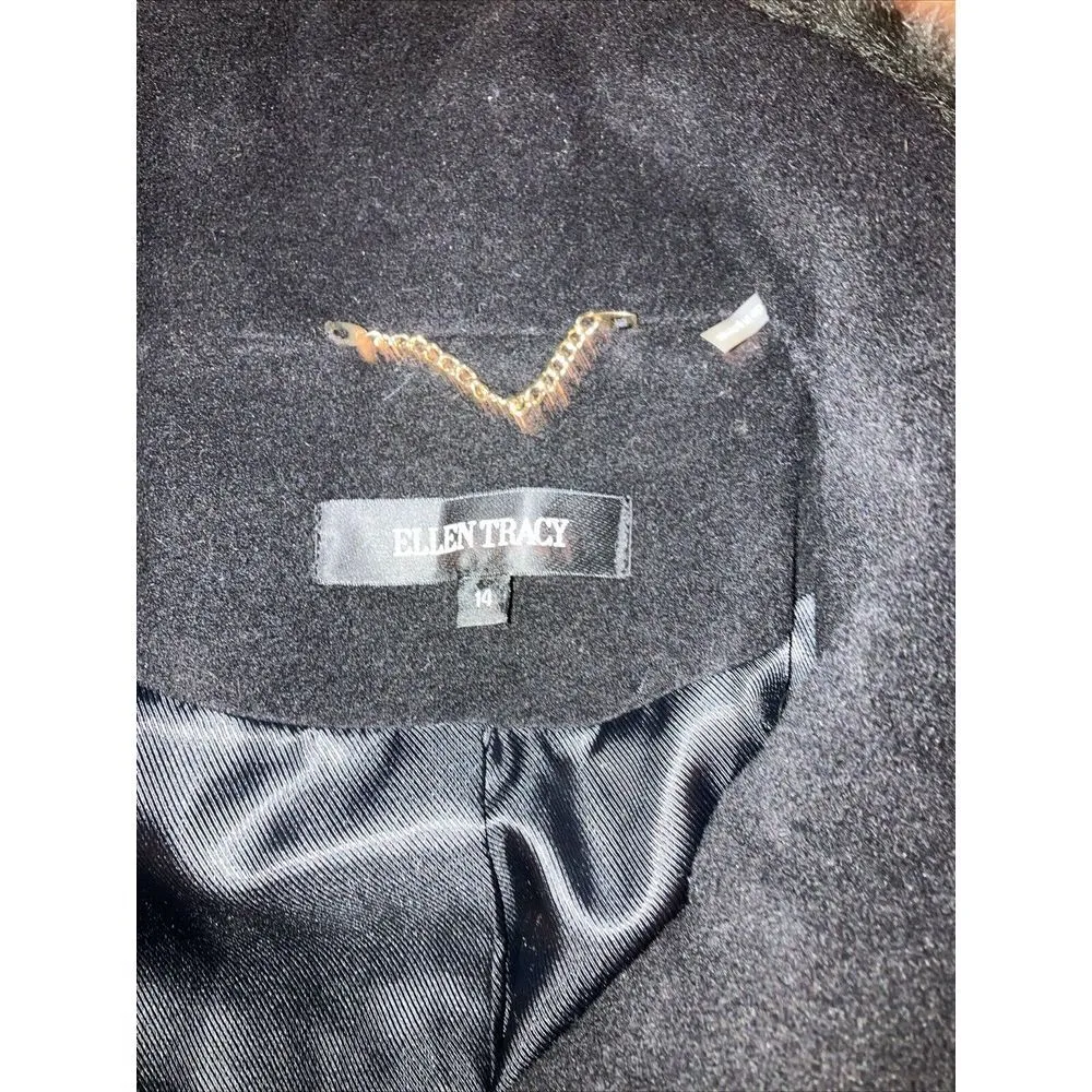 Ellen Tracy NEW Full Length Wool-blend Coat Faux Fur Collar & Cuffs Size 14 BNWT - Image 2
