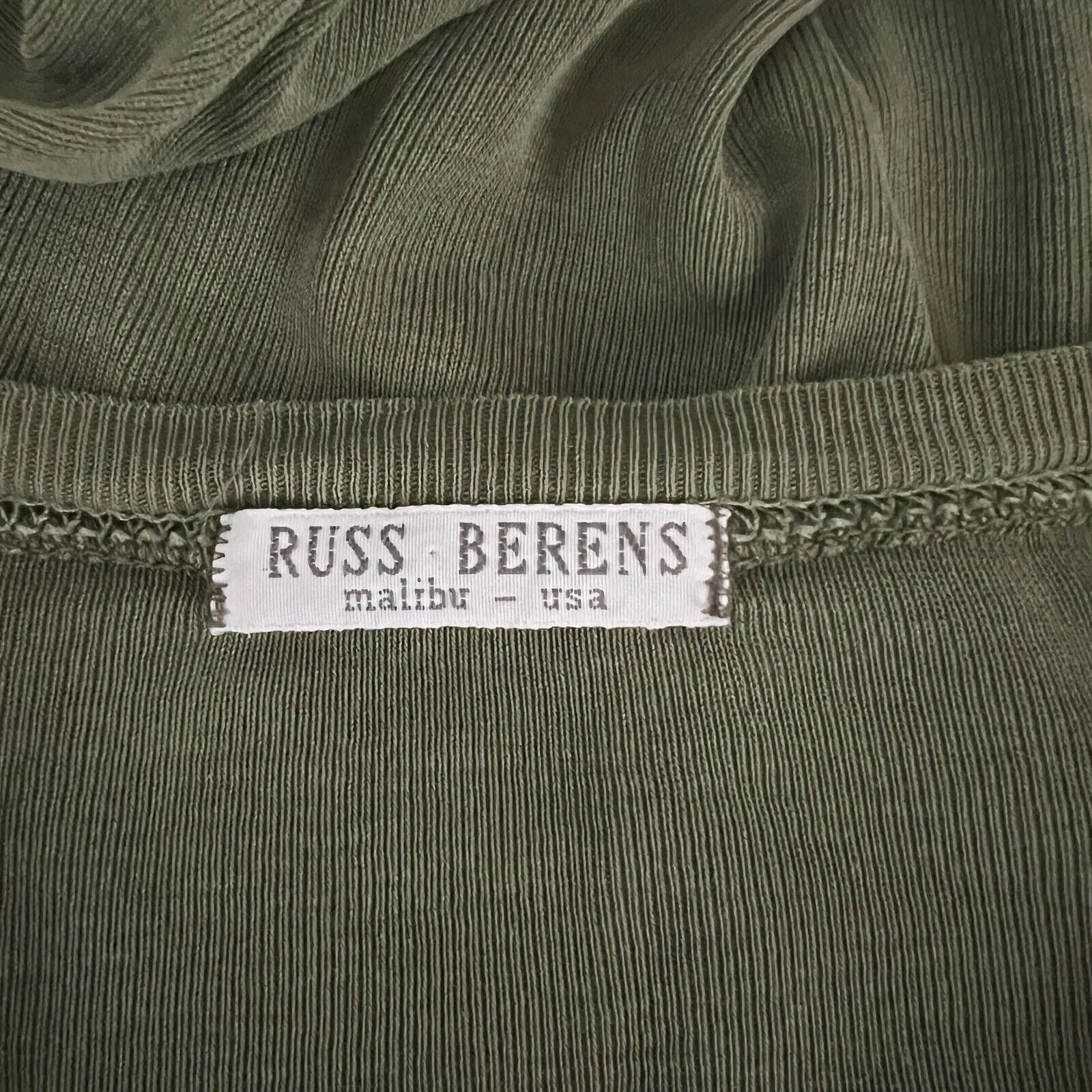Russ Berens Shirt Women XS Olive Green Basic Layering Neutral Minimalist Vintage - Image 5