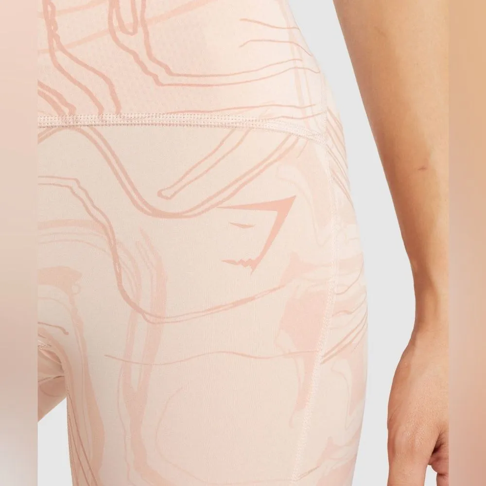 GYMSHARK GS Power Support High Rise Leggings Womens Small Pink Print Workout - Image 6