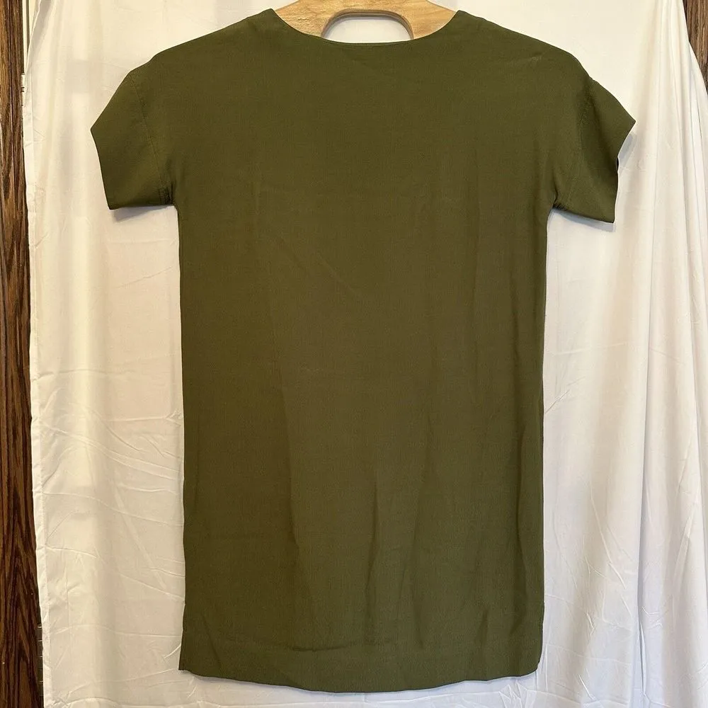 Madewell Dress Women's Size Small Green Short Sleeve Pullover Shift‎ Shirt Dress - Image 3