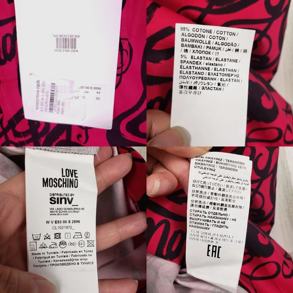 NWT Love Moschino Fuchsia Music Note Sheath Sleeveless Dress Women's Size 8 - Image 10