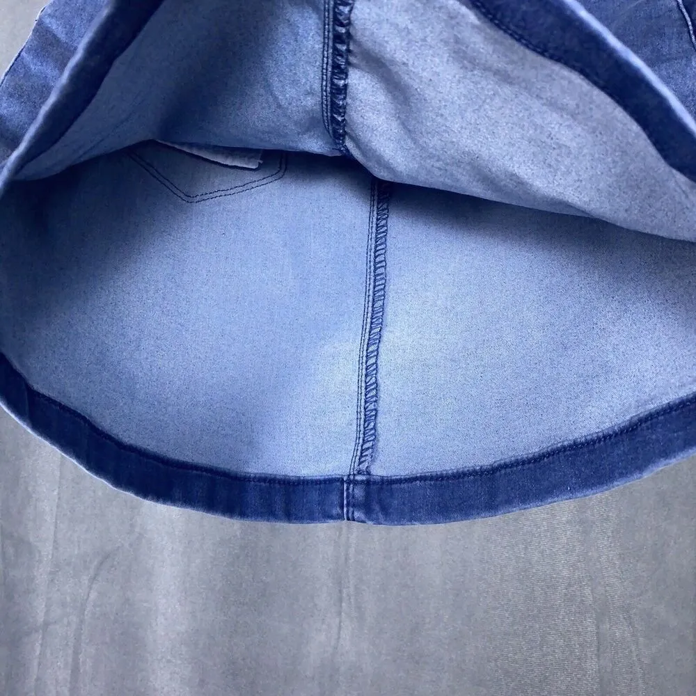 Missguided Jean Skirt Women 6 Blue Medium Wash Mini Cotton Blend Zipper Casual - Image 2