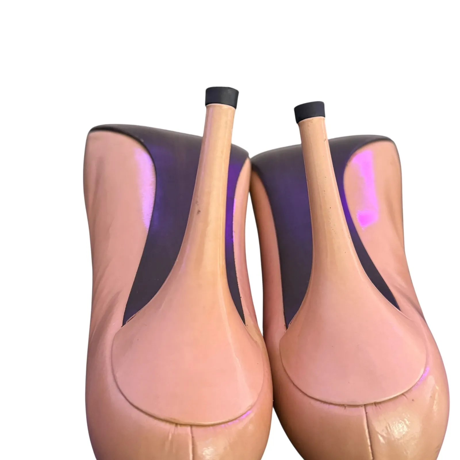 Stuart Weitzman Nude Patent‎ Leather Pointed Toe Pumps Women Size 8 High Heels - Image 8