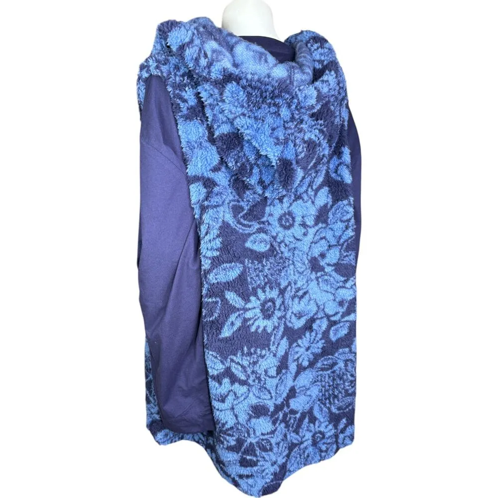 Koolaburra by UGG Cozy Sherpa Hooded Vest & Long Sleeve Tee Navy Floral 3X - Image 10