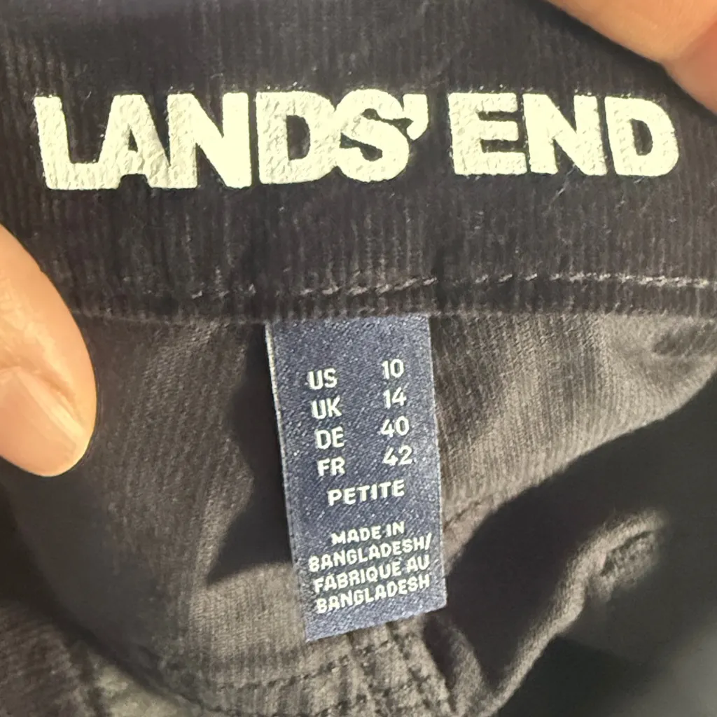 Lands' End Black Straight Leg Pants Size 10 Women’s High rise Corduroy - Image 4