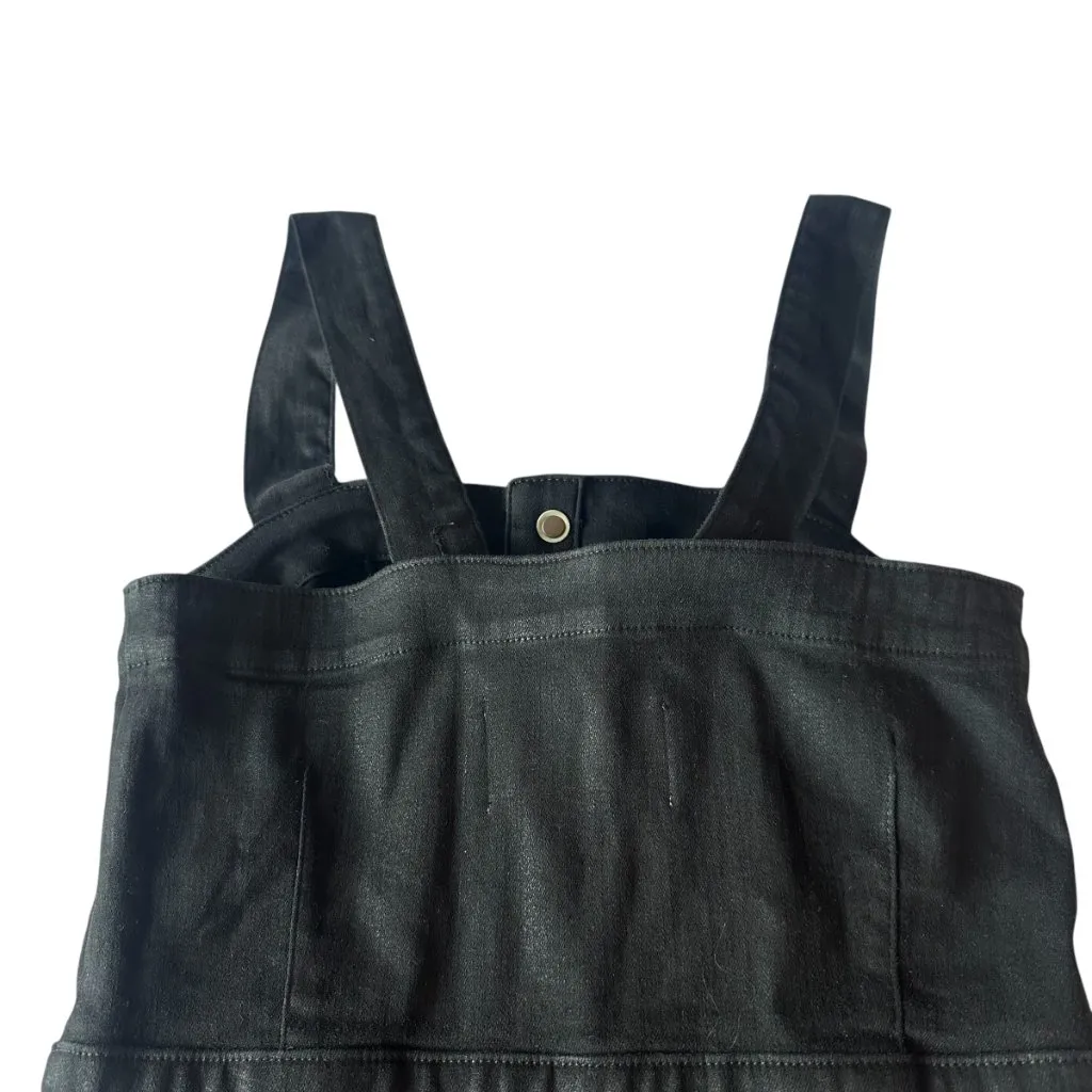 Pistola Black Waxed Denim Jumper Dress Sleeveless Button-Down Size Small Women's - Image 7
