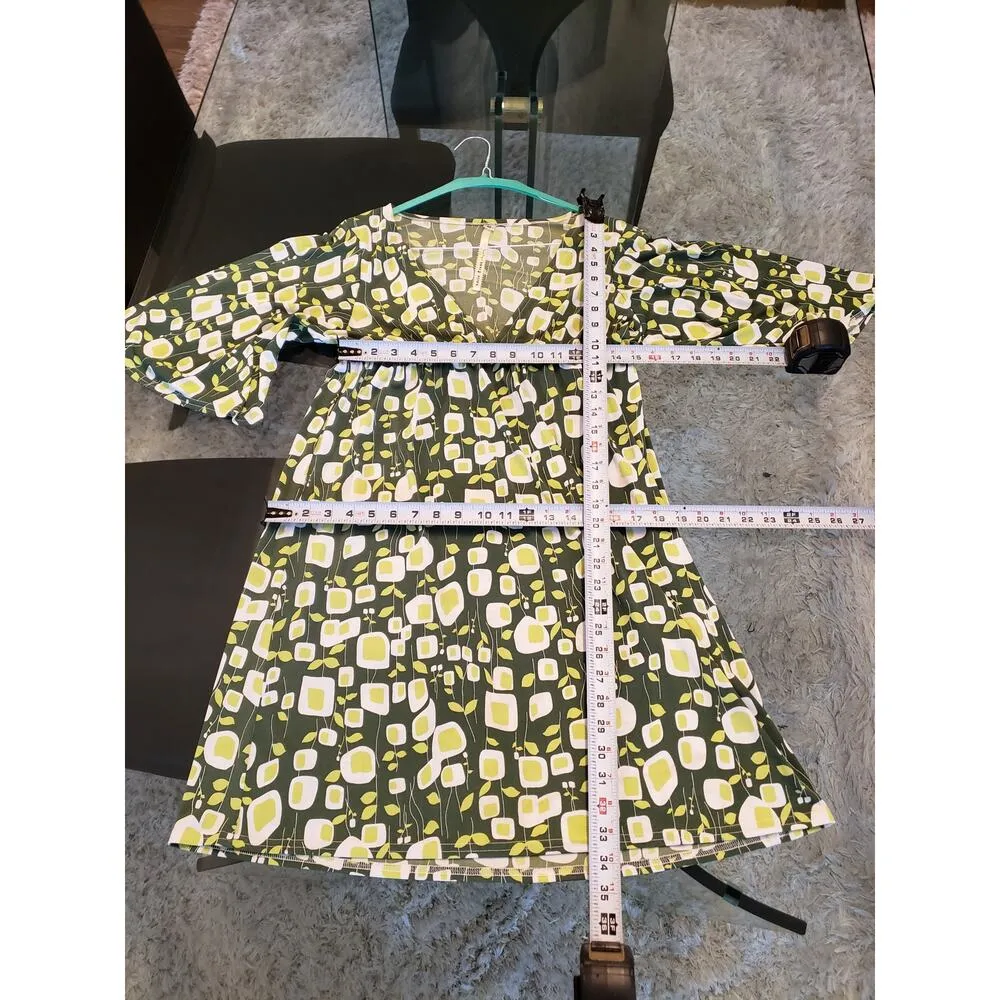 Uncle Frank Women's Size M Green Floral Print Dress Polyester Spandex Casual - Image 13