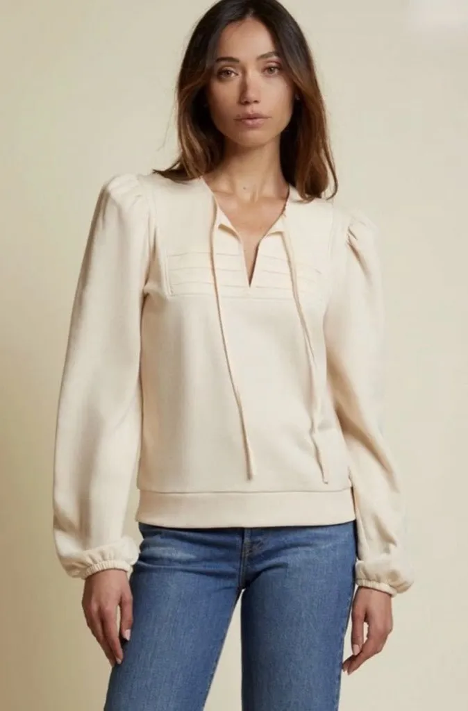 Nation LTD Bonnie bobbed sweatshirt white chocolate ivory medium Peru cotton - Image 1