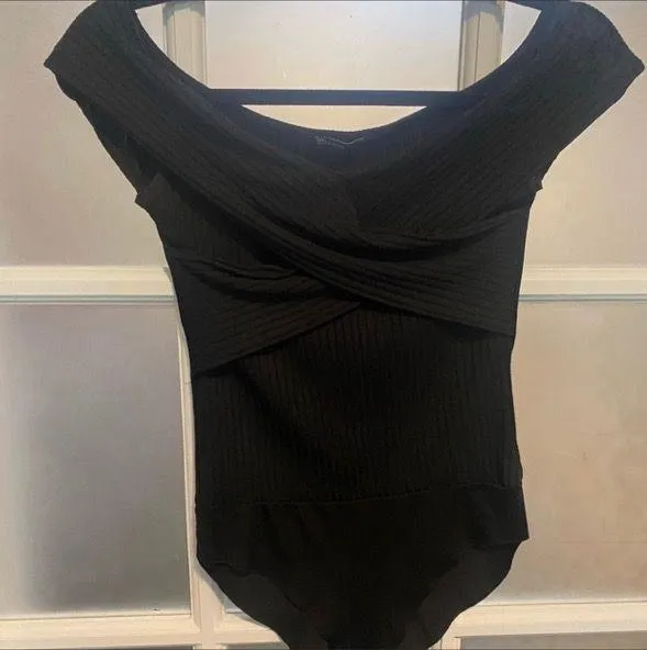 ZARA One Shoulder Black Bodysuit - Image 2