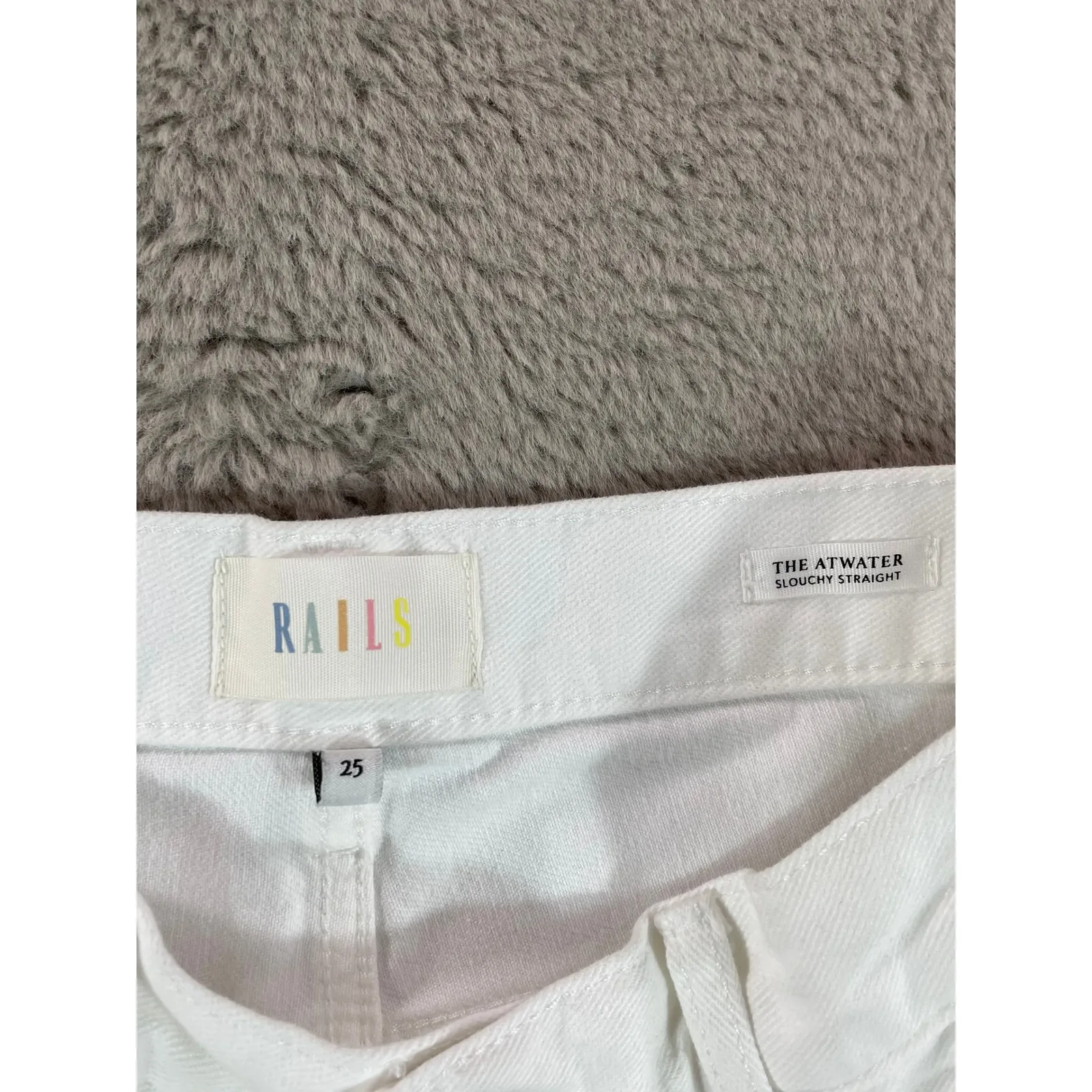 NWT Rails‎ Atwater Blanche Distressed White Slouchy Straight Leg Jeans School 25 - Image 11