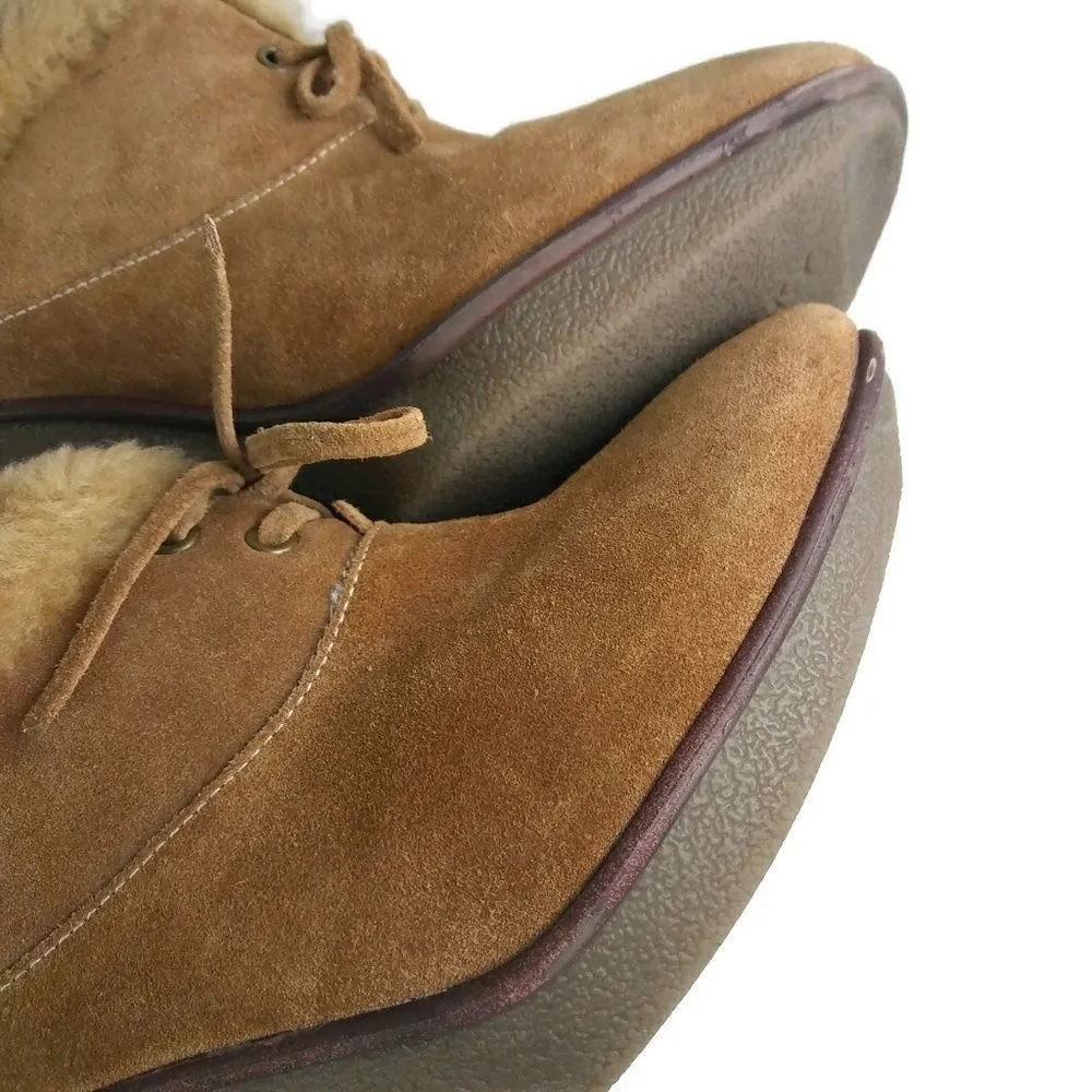 B. MAKOWSKY Nellie Suede Fur Cuff Ankle Booties 9W - Image 6