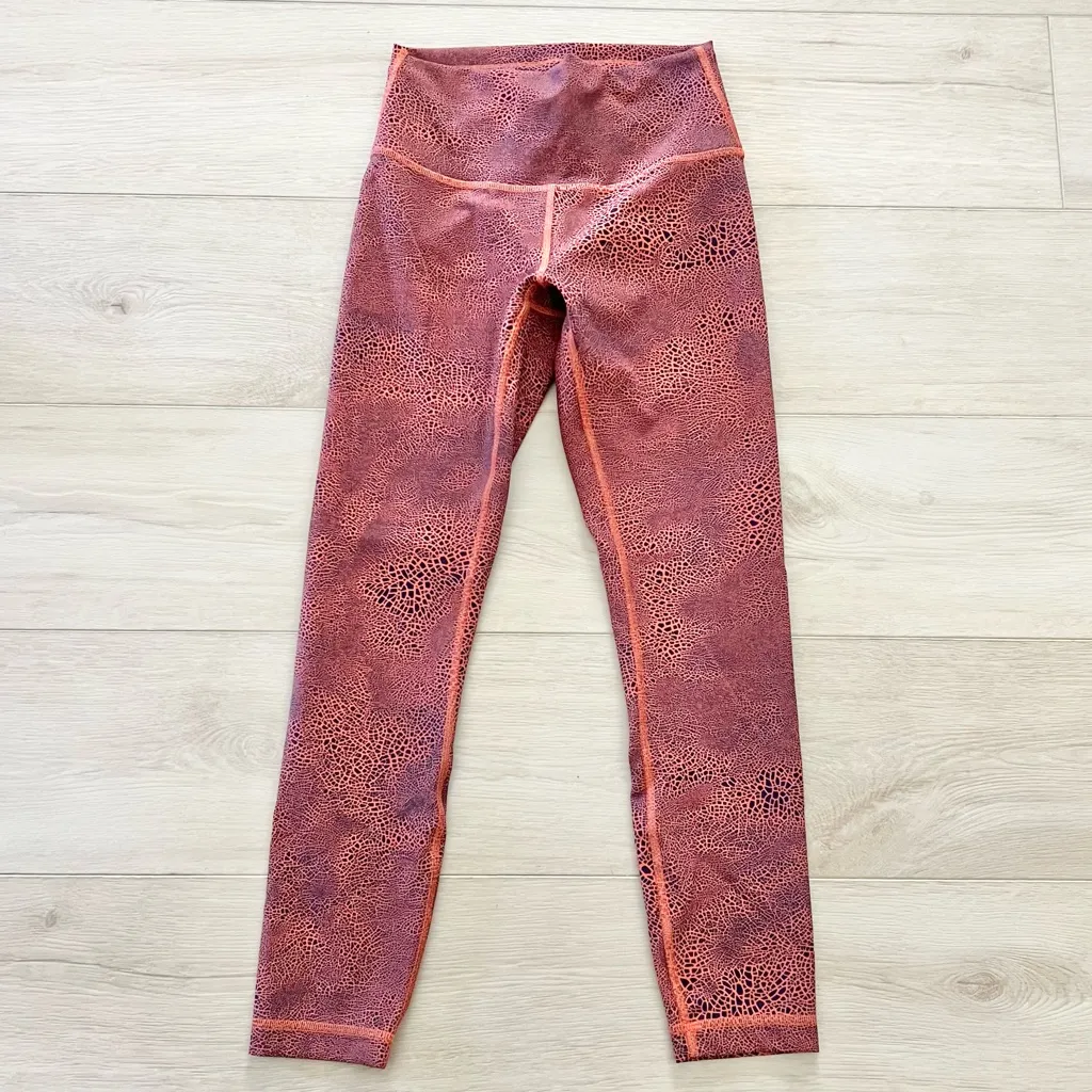 Lululemon Wunder Train High-Rise Crop in Crackle Glaze Vintage Orange Larkspur - Image 2