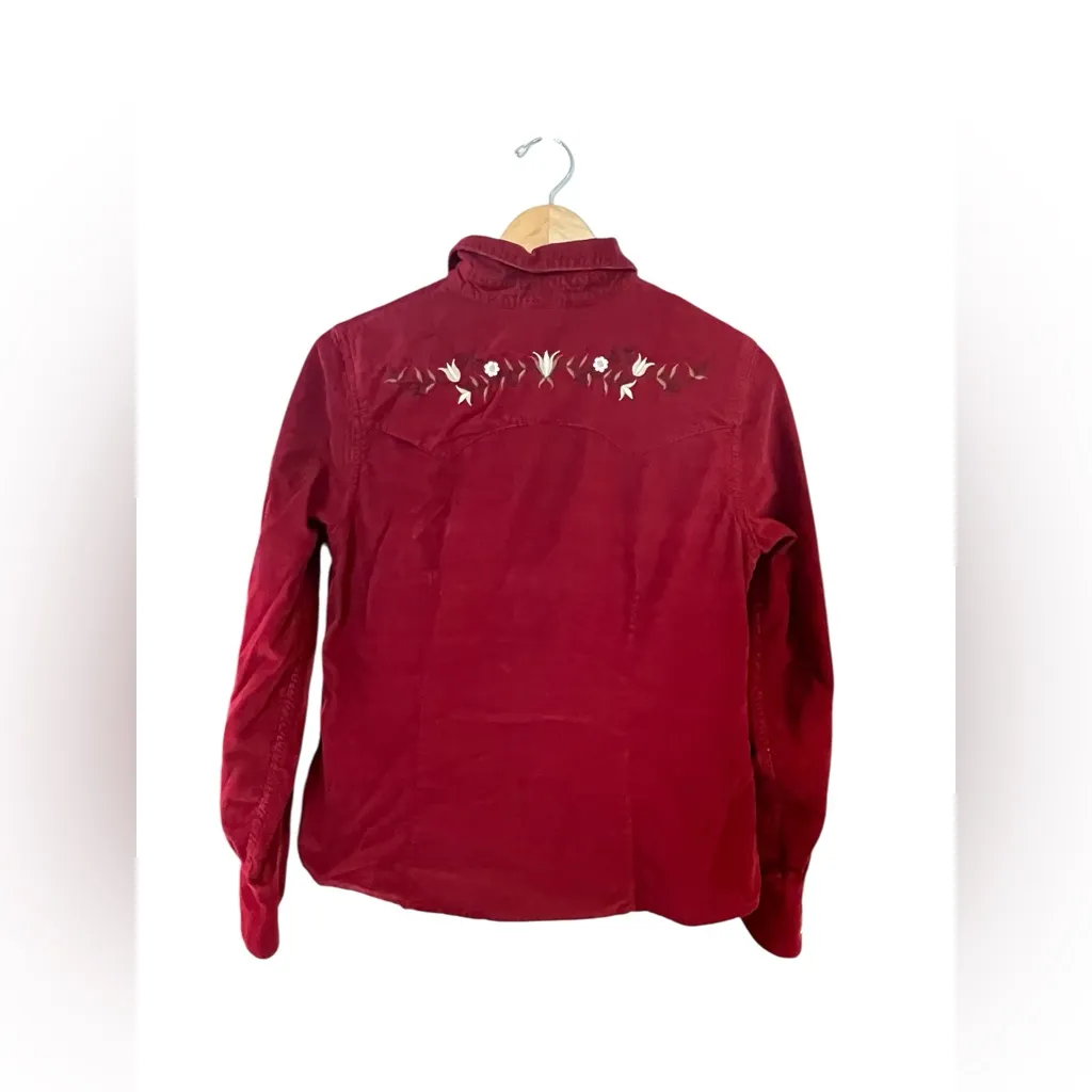 Arizona Jean Co Corduroy Western Shirt w snap front & embroidered back LARGE - Image 2