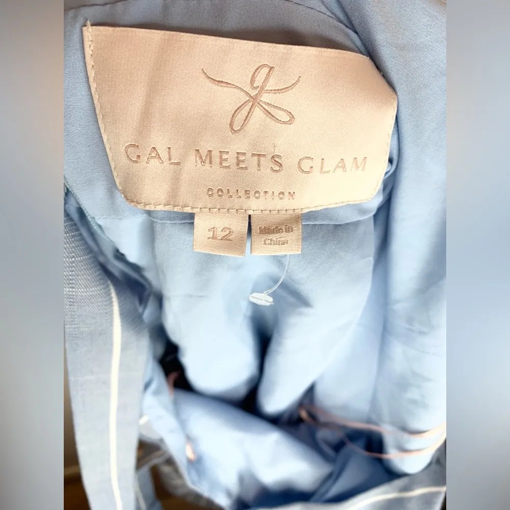 Gal Meets Glam Samantha Striped Blue and White Dress Size 12 - Image 13