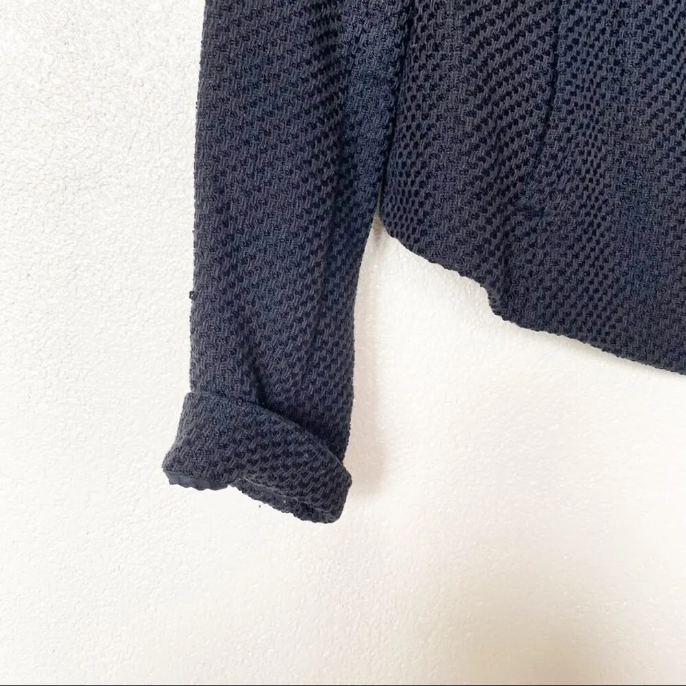 Vince Frayed Edge Scuba Moto Jacket Navy Size Medium - Image 4