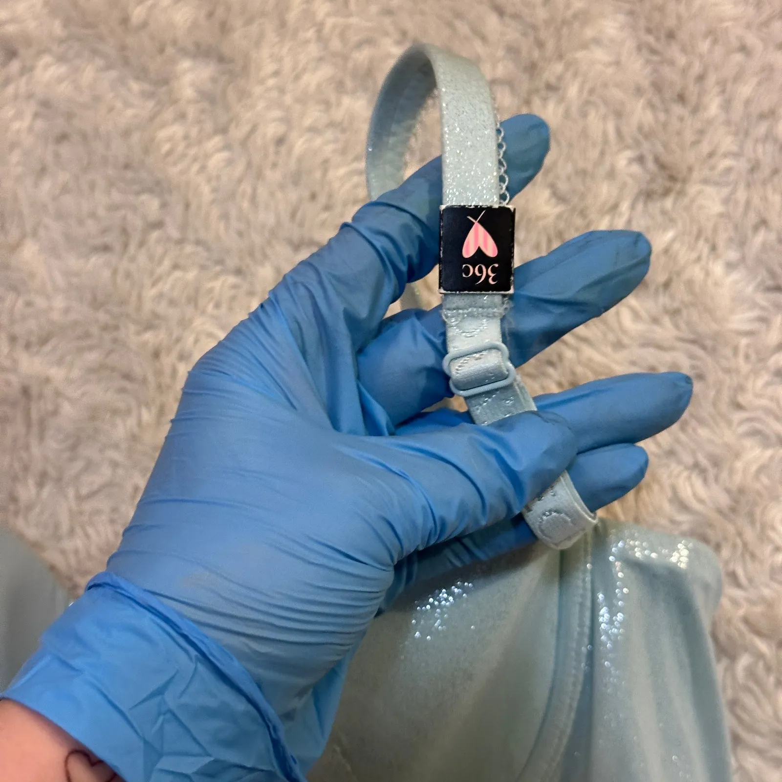 NWT Victoria's Secret 36C Body Lined Demi Glissenette Shimmer Aqua Bra - Image 5