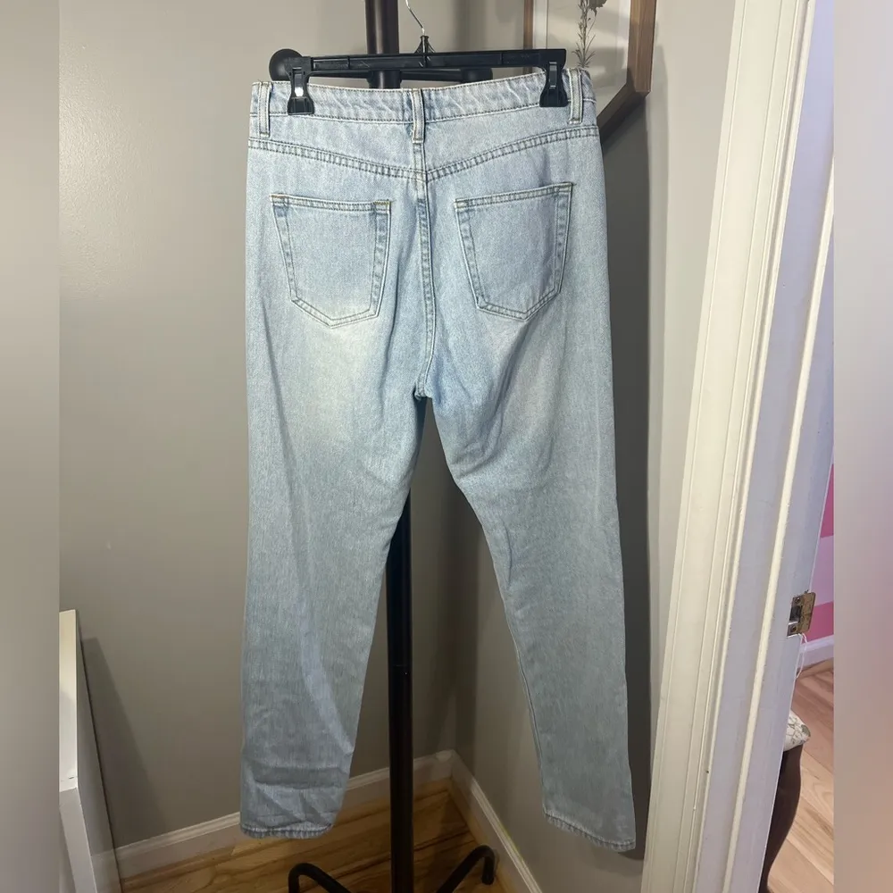 Princess Polly Button Fly Light Wash Jeans Straight Leg 100% Cotton Denim Size 4 - Image 3