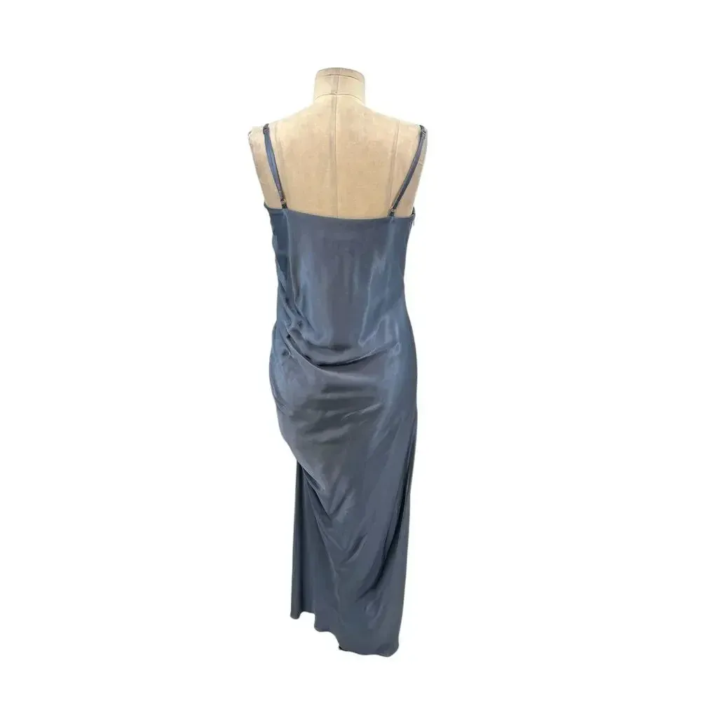 Shona Joy Lily‎ Bias Ruched Midi Dress Blue Smoke Size US 6 - Image 12
