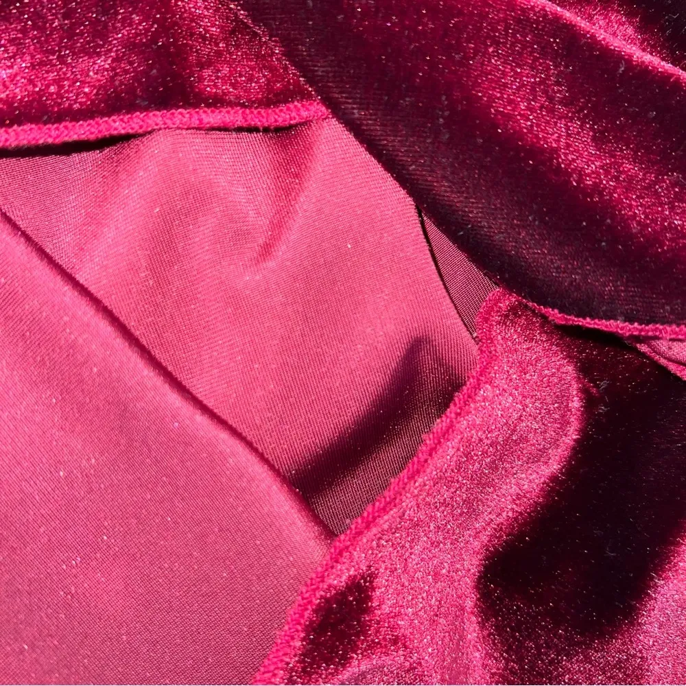 One Heart Elegant Velvet Burgundy Maxi Skirt w/Burgundy Long Satin Wrap - Image 8