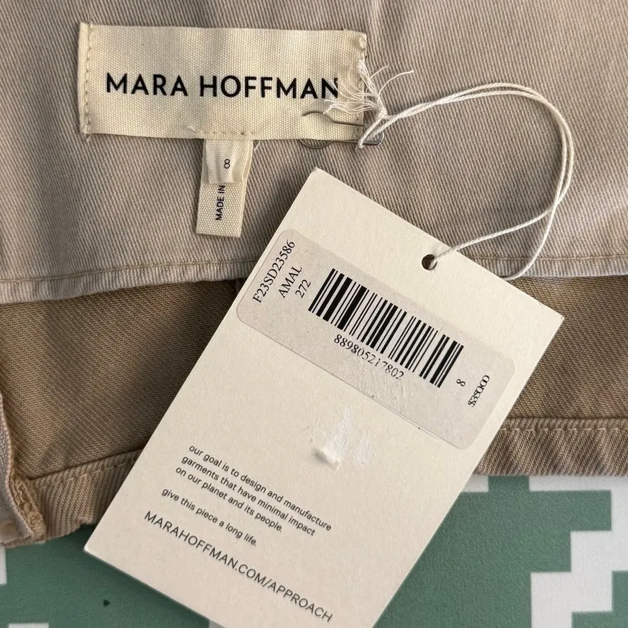 Mara Hoffman Tan Denim Amal Crop Tank Top Organic Cotton Zip Back Size 8 NWT - Image 8