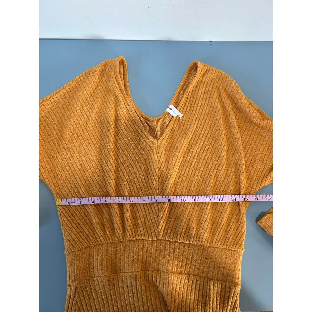 Daily Practice Anthropologie mustard yellow dress size XS knit long - Image 6