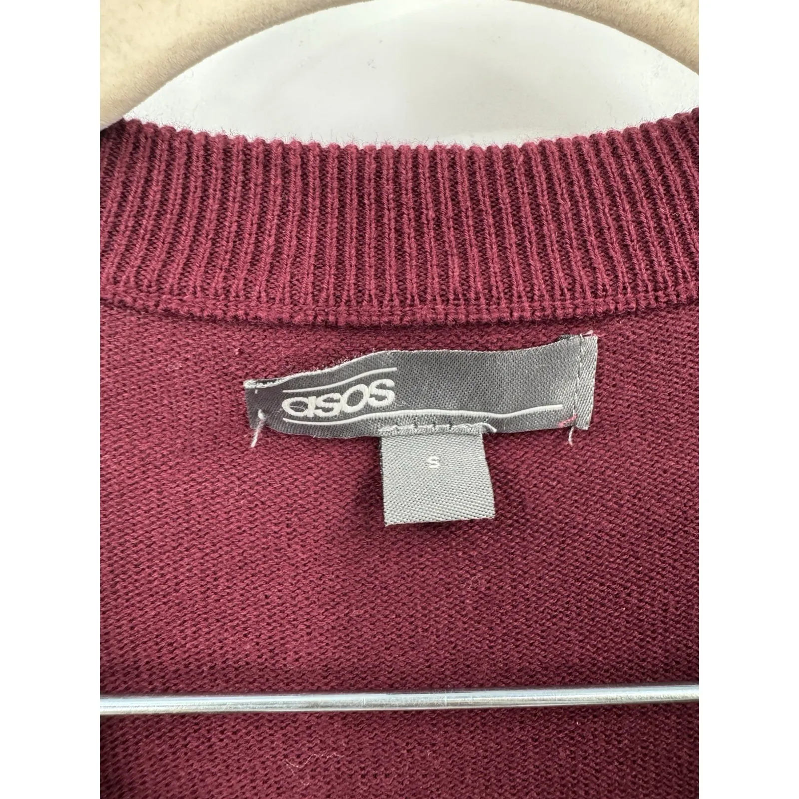 ASOS Plaid Preppy Full Zip Sweater Women Small Burgundy Golf Club - Image 3