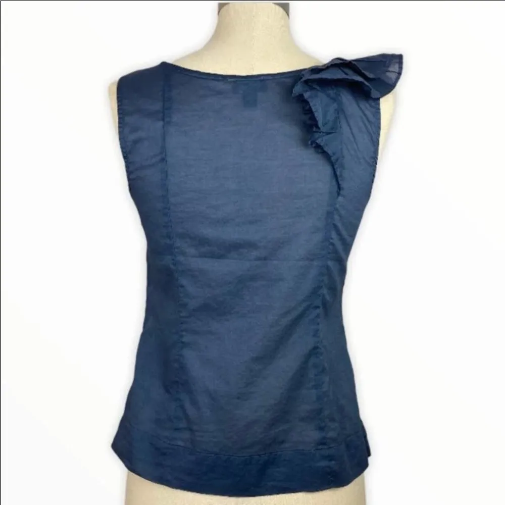 Anthropologie Fei Sideward Blueish Gray Ruffle Top - Image 3