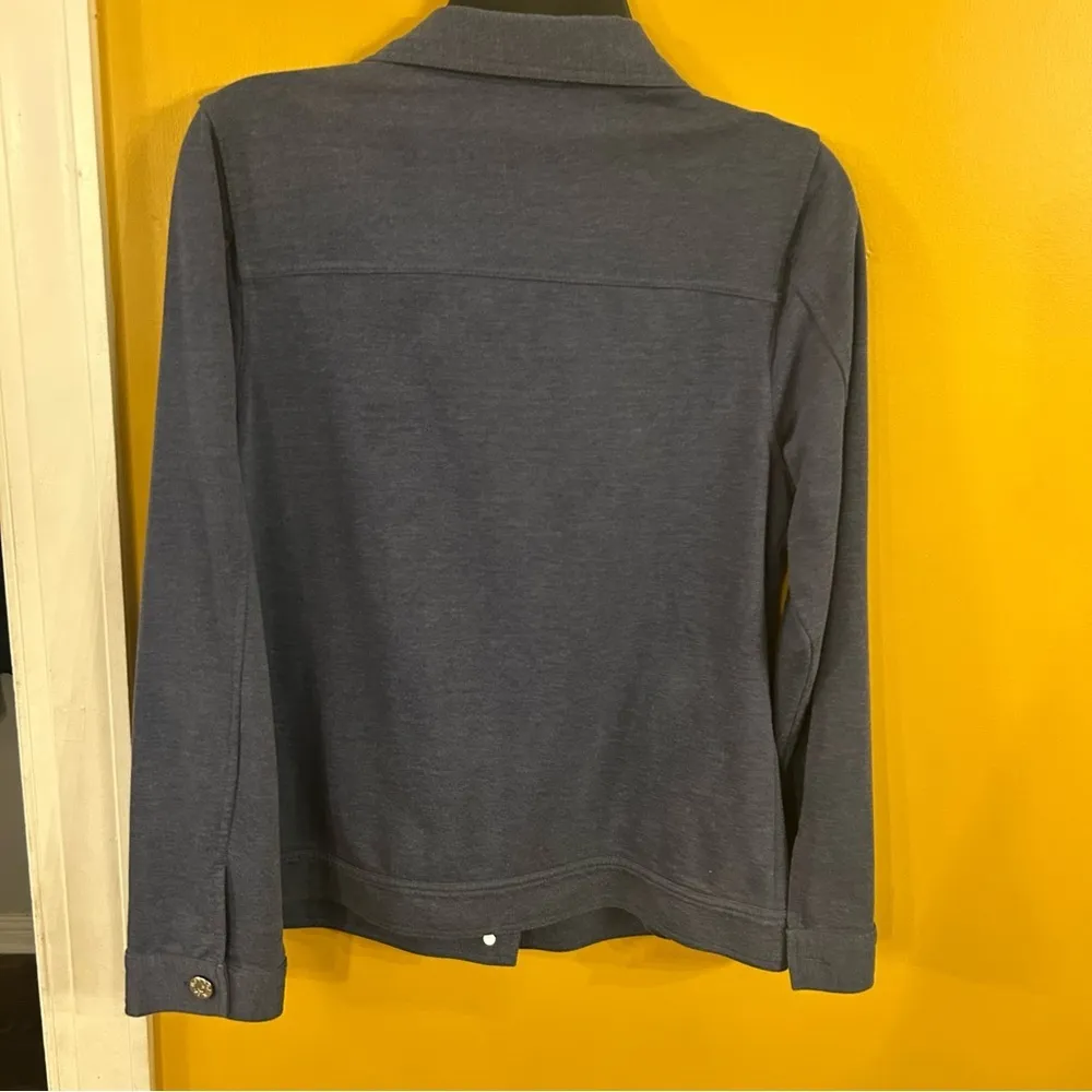 Monroe & Main slate blue silver button up ladies jacket lightweight size Medium - Image 10