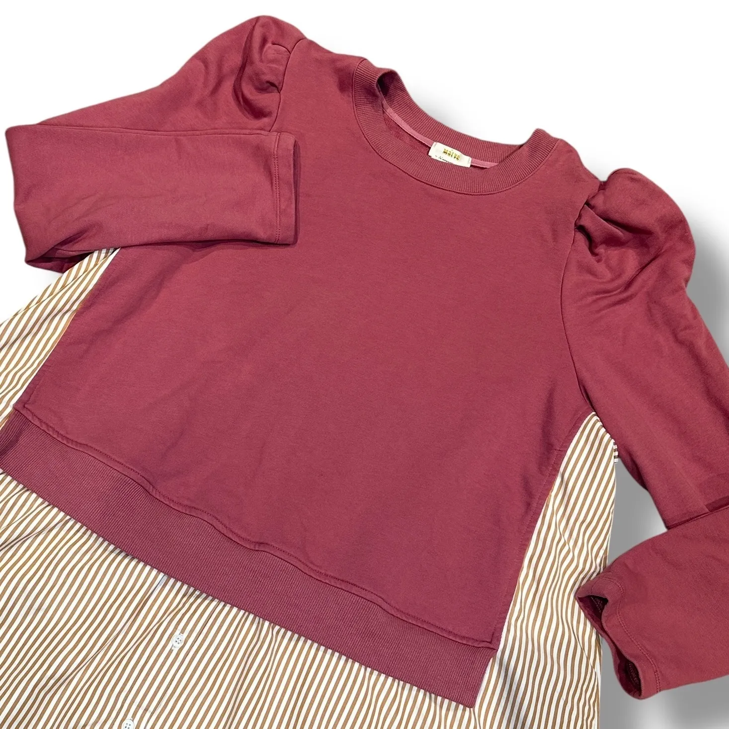 Maeve Anthropologie Sweatshirt Puff Sleeve Striped Tunic Top Womens 3X - Image 7