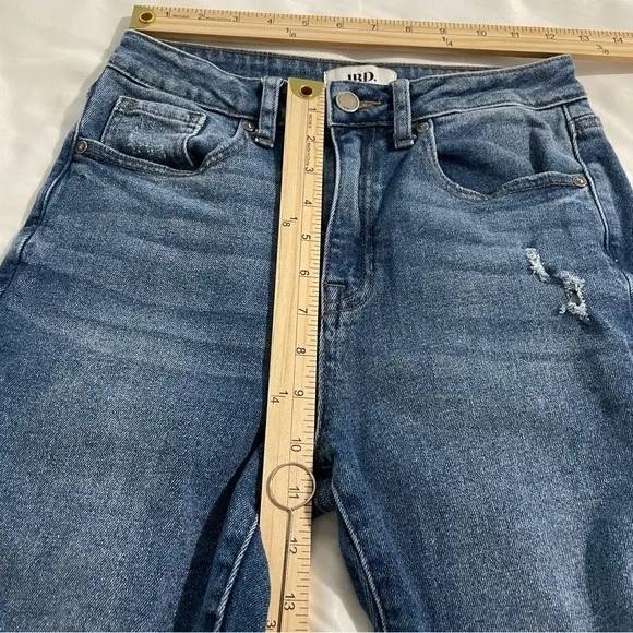 JBD JUST BLACK DENIUM High Rise Destroyed Straight in Blue Medium Size 26 - Image 7