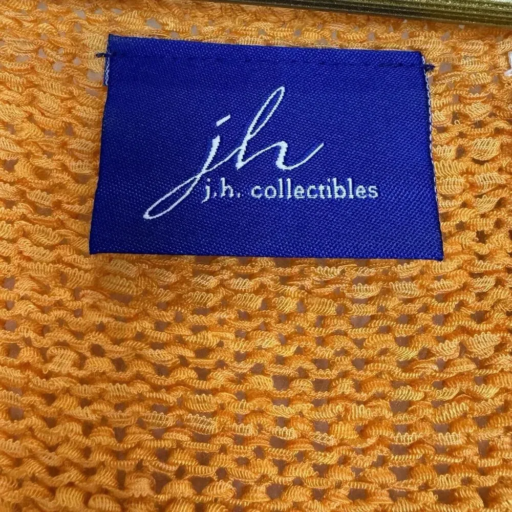 Y2K JH Collectibles Artsy Floral Knit Short Sleeve Sweater XL Pink Orange Top - Image 3