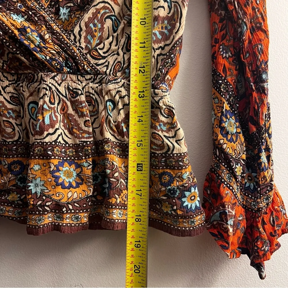 Free People Rosalie Wrap Top long sleeve asymmetric indie hippie festival floral - Image 7