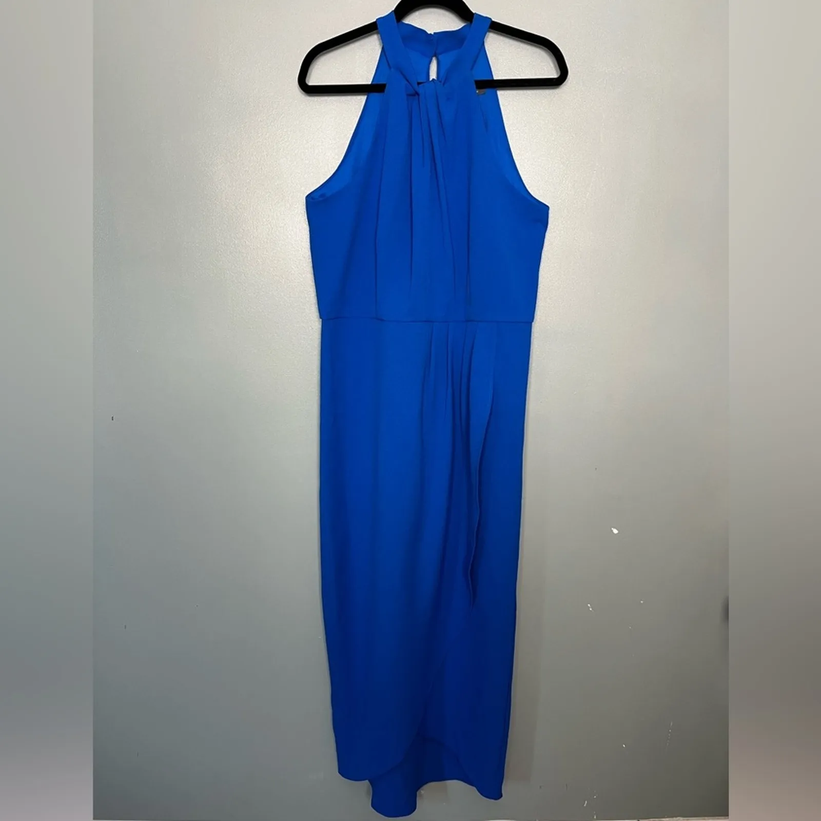 Julia Jordan Knot Neck Tulip Hem Midi Halter Keyhole Mock Cobalt Blue Women 14 - Image 2