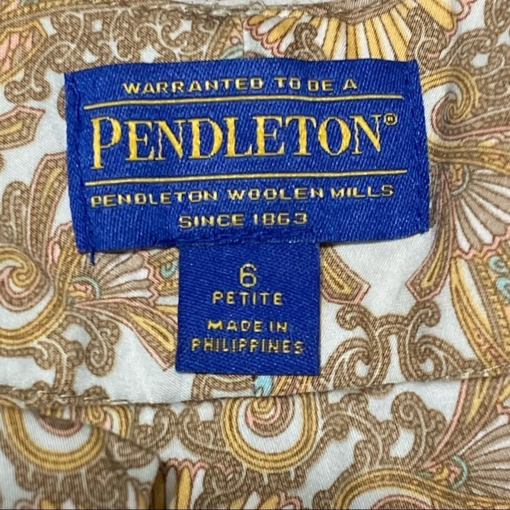 Pendleton Medallion Print Cotton Cropped Trousers Gold Tan - Image 2