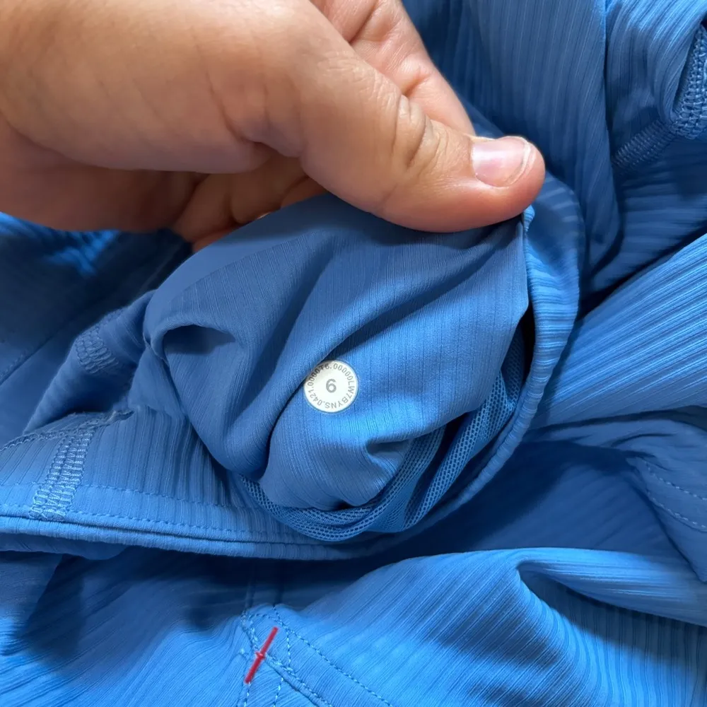 Lululemon Base Pace High Rise Biker Running Short 8" Ribbed Nulux Blue Nile Sz 6 - Image 11