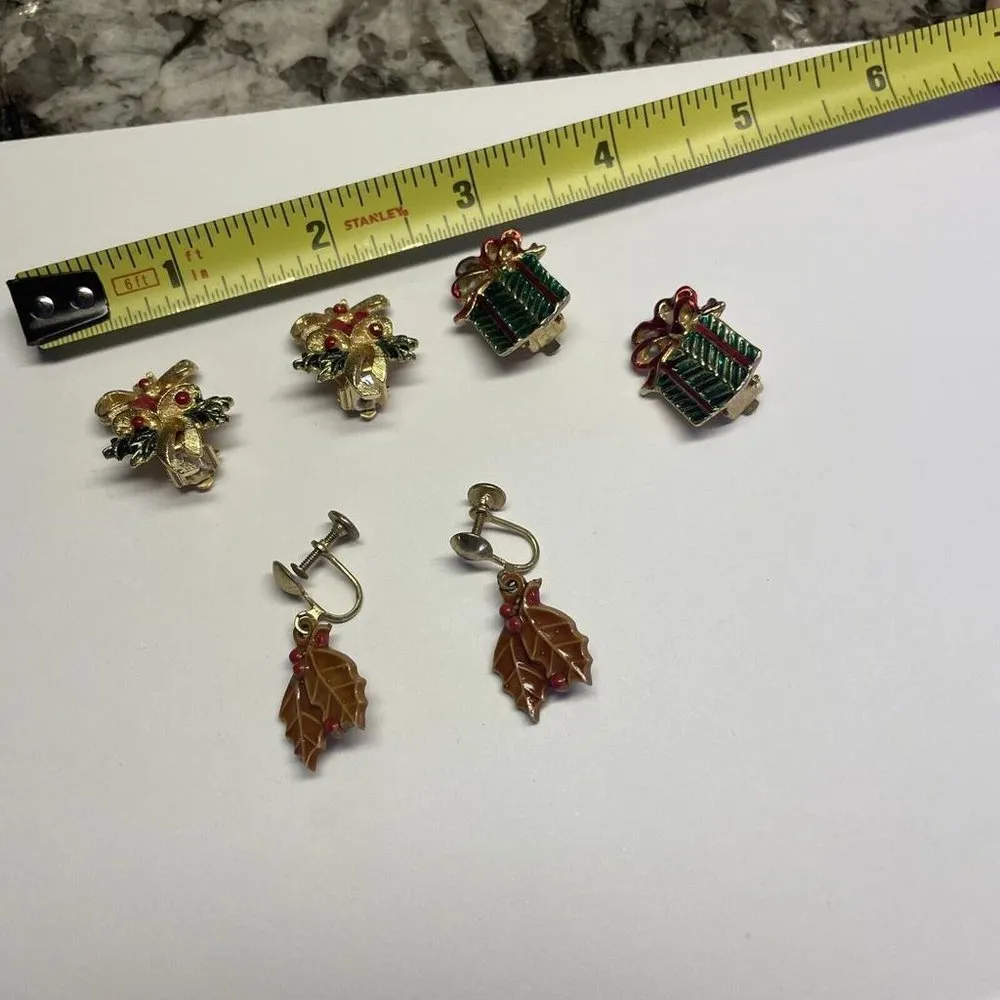 Lot Of 3 Christmas Holiday Vintage / Modern Clip On Screw On Earrings - Image 7
