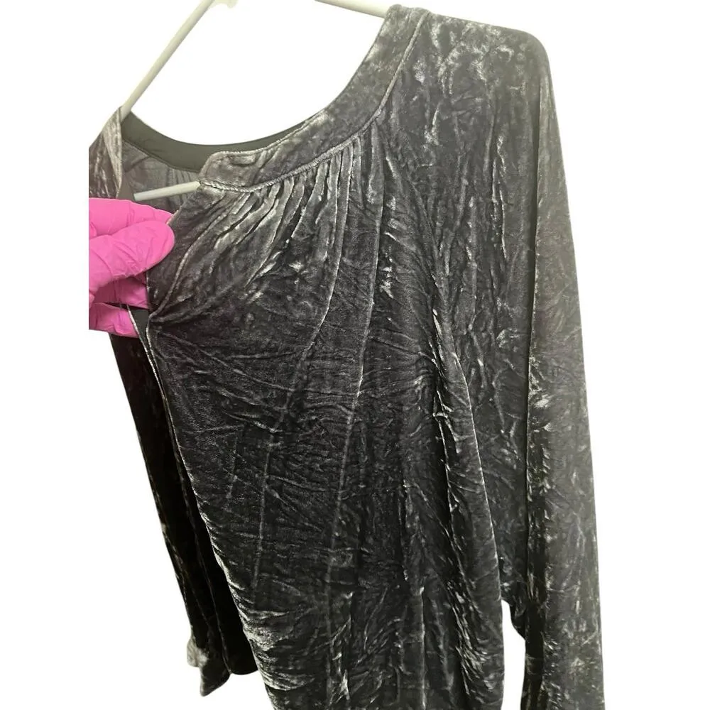 J. Jill Silk Blend Mother of Pearl Button Up Grey Shirt Womens Size Large Petite Gray - Image 6