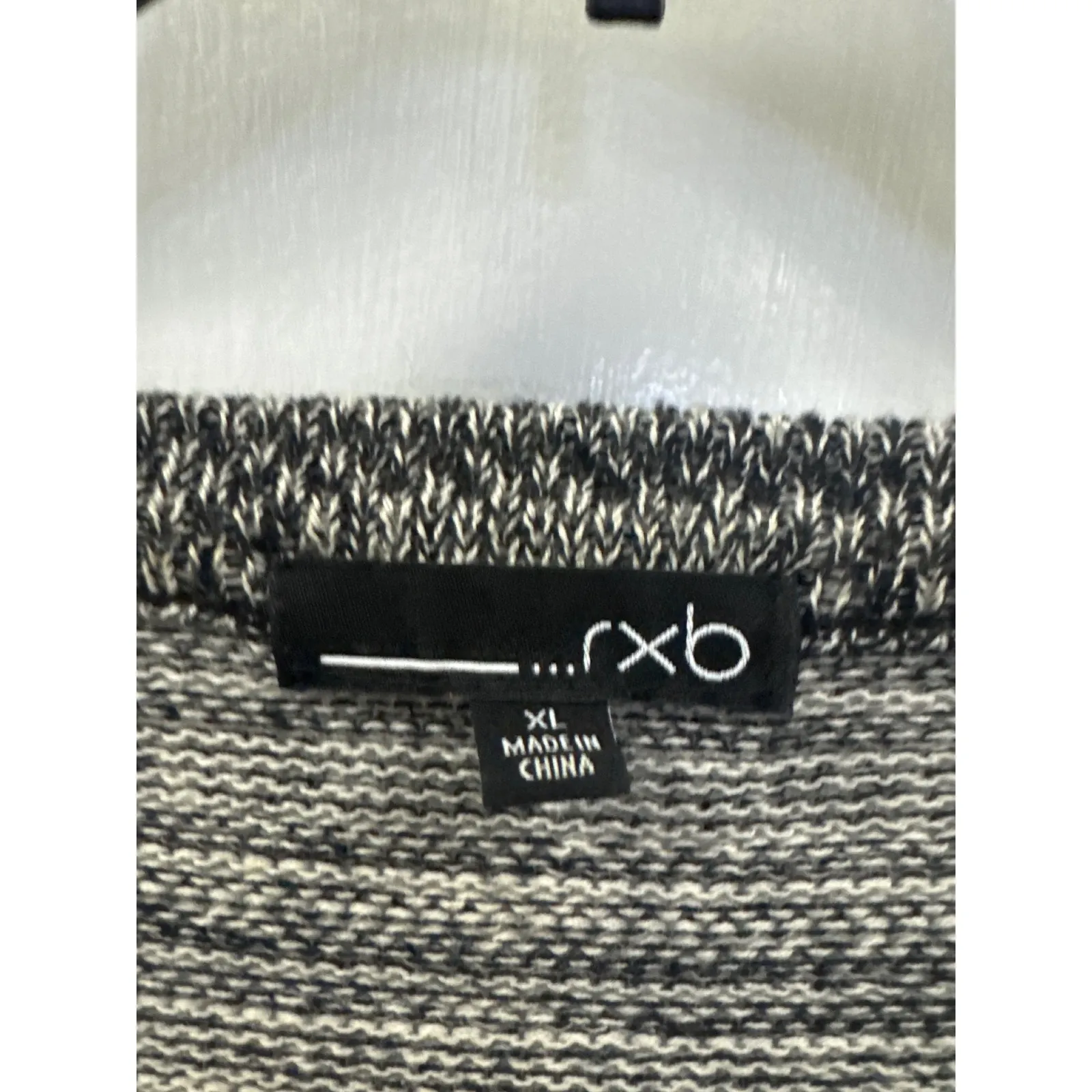 rxb XL Striped‎ Knit Poncho Top Oversized V Neck Pullover Sweater Gray - Image 2