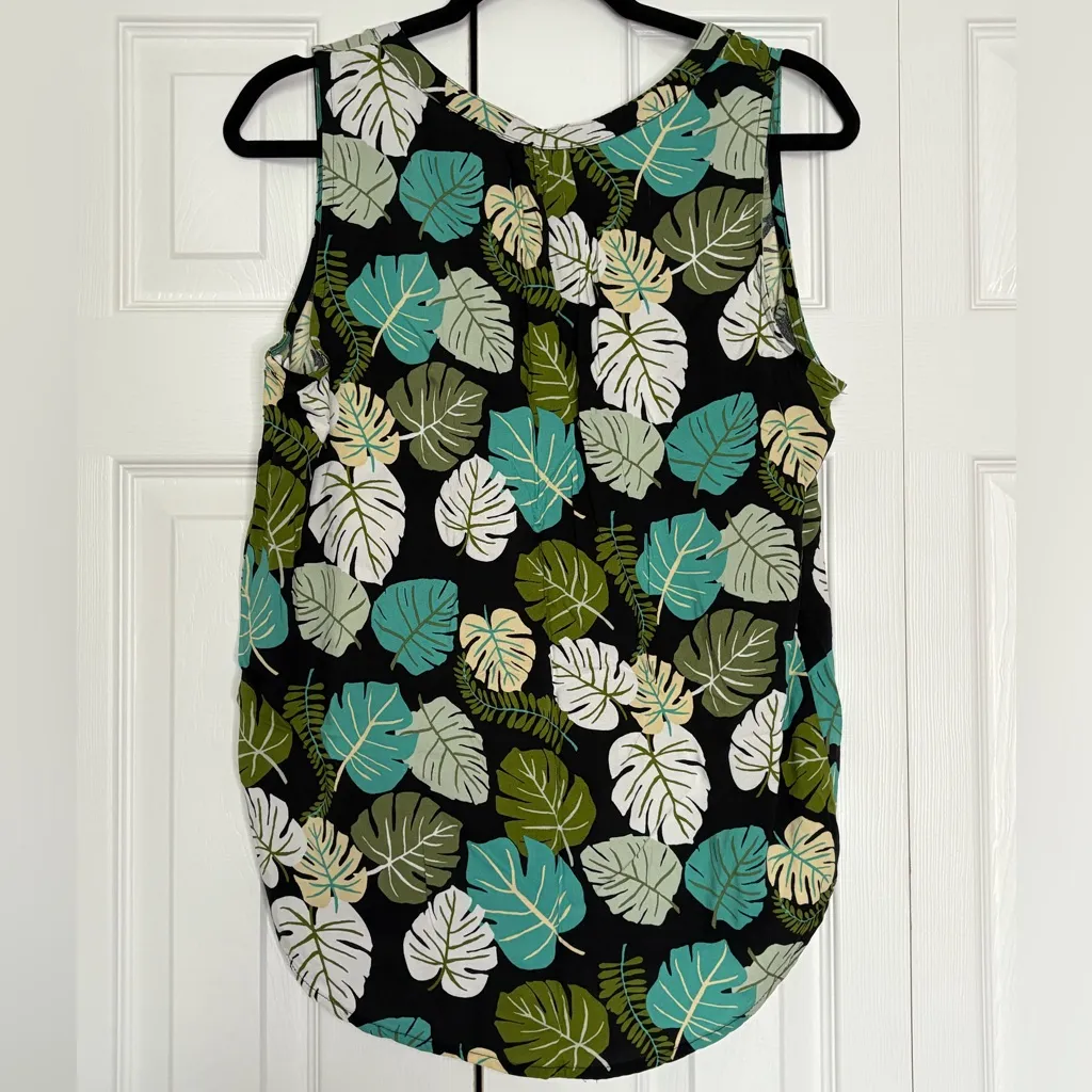 Croft & Barrow Green Hawaiian Rayon Sleeveless Shirt Top Sleeveless Size… - Image 5